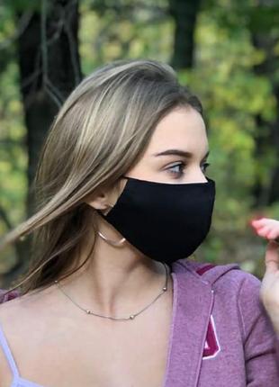 Женская черная маска с премиум хлопка многоразового использования