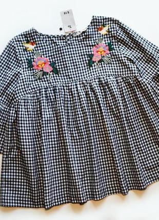 Воздушная блуза с вышивкой цветы рубашка