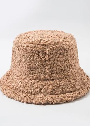 Женская меховая зимняя шапка панама теплая плюшевая  (тедди, б...