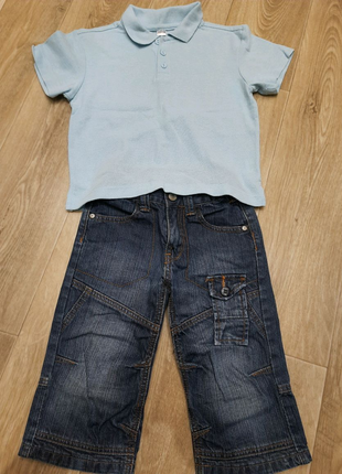 Поло+шорты джинсовые 116 рост