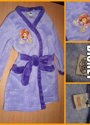 Disney махровый халат софия - sofia 2-3 года.  цвет фиолетовый