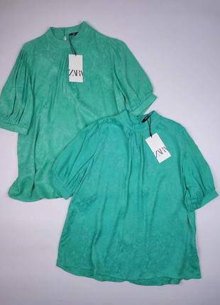 Жаккардовая зелена блузка від zara