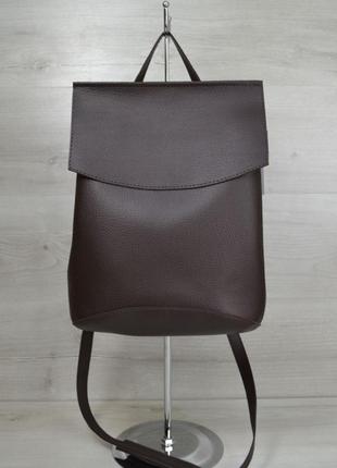 Женский коричневый рюкзак сумка рюкзак трансформер классический