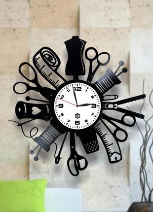 "швейный цех" - настенные часы из виниловых пластинок. уникаль...