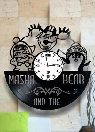 "маша и медведь" - настенные часы из виниловых пластинок. уник...
