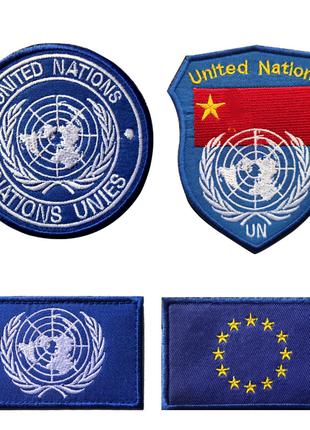 Нашивка значок липучка патч ООН, ЕС UN EU