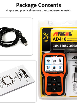 Автомобильный сканер ANCEL AD410 OBD2