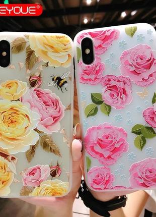 Чехол 3D цветы iphone 6s 7 8 plus x xs / xiaomi mi a1 a2 lite ...