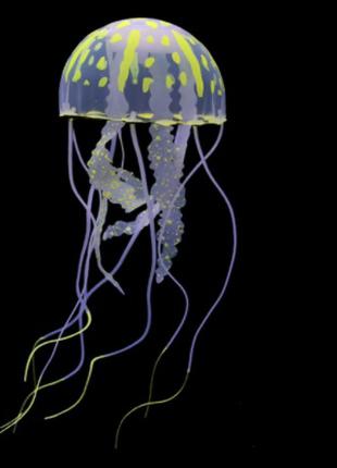 Желтая медуза в аквариум силиконовая - диаметр шапки 6-6,5см