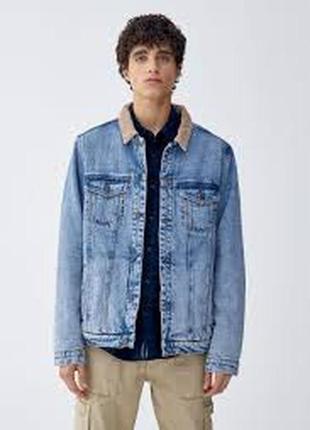 Крутая мужская куртка-джинсовка pull&bear - л