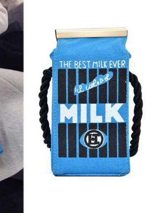 Креативная сумочка в виде пакета молока синего цвета распродажа!!