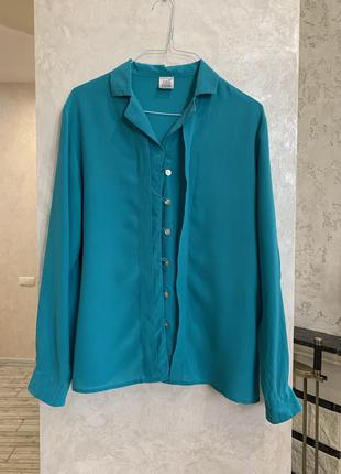 Шелковая блуза рубашка бренда alba moda, размер м, 38.
