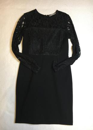 Женское классическое черное платье с гипюром tiger of sweden