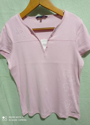 Нежно-розовая футболка с элементами вышивки maine new england ...