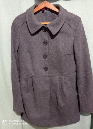 Шерстяной оригинальное женское светло-серое пальто кокон шерсть