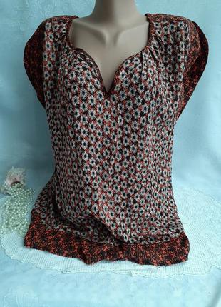 Violeta by mango 🥭 блузка летняя 🌻 фактурная струящаяся с прин...