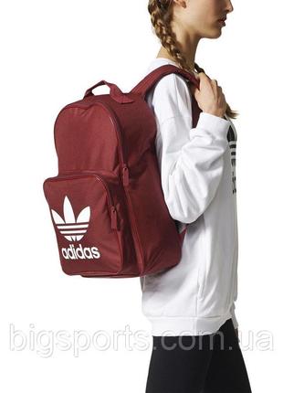 Топовый бордовый вместительный рюкзак adidas bp clas trefoil