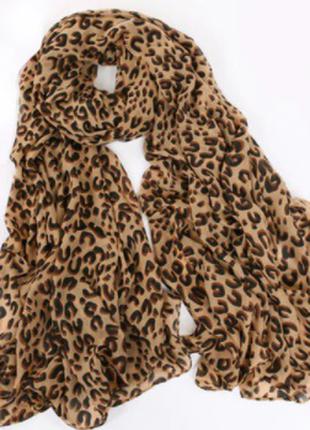 Шарф с леопардовым принтом - размер шарфа 160*48см, шифон