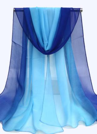 Женский голубой шифоновый шарфик  - размер шарфа 150*50см, шифон