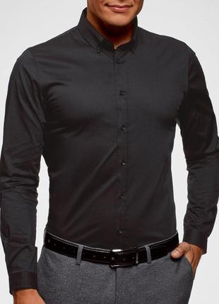 Рубашка oodji xl (43-182), extra slim fit,черная,  новая.