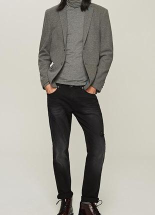 Пиджак мужской reserved xl, slim fit, серый с латками, новый