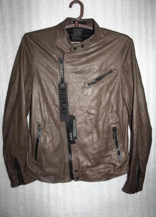 Чоловіча шкіряна куртка-косуха replay, l, XL