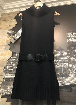 Платье-туника черное без рукавов