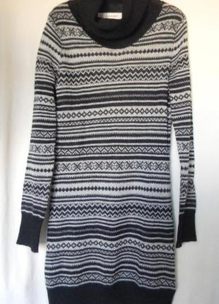 Вязаное платье-туника воротник гольф zara knit