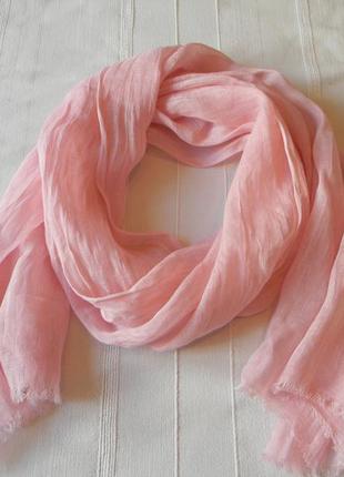 Нежный розовый шарф manor лен 100%