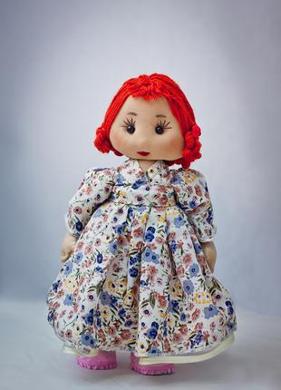 Интерьерная кукла ручной работы с рыжими волосами (под заказ)