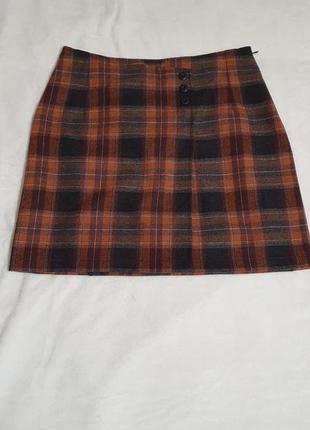 Стильная юбка в клетку коричнево-кирпичная бренд бельгия