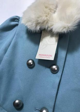 Синє пальто для принцеси від бренду monsoon