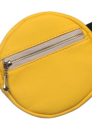 Дизайнерская женская сумочка на пояс плечо круглая бананка жёлтая