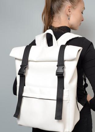 Женский белый вместительный рюкзак ролл для ноутбука