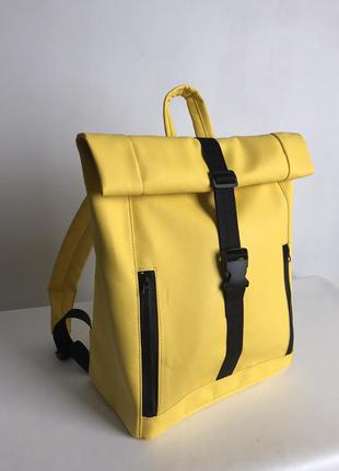 Женский большой желтый рюкзак ролл для ноутбука