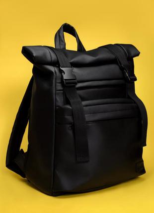Вместительный женский черный рюкзак ролл для ноутбука