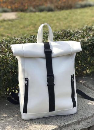 Женский большой белый рюкзак ролл для ноутбука