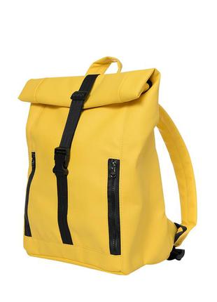 Желтый женский большой рюкзак ролл для ноутбука
