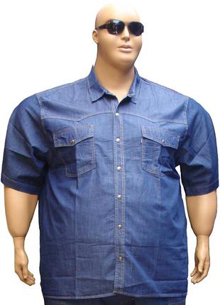 Джинсовая мужская рубашка большого размера.
