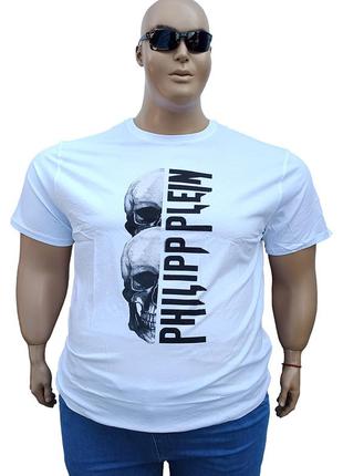 Philipp plein большого размера белая мужская футболка с черепом