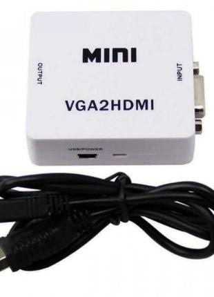 Преобразователь VGA в HDMI 1080p конвертер, с аудио выходом D-Sub