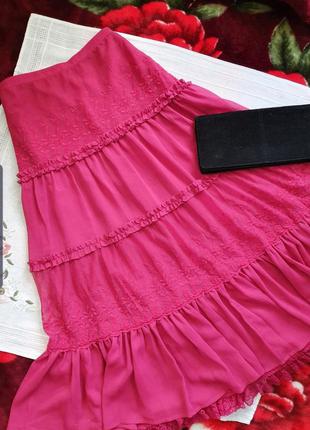 Абалдєнна рожева спідниця з шифону і сітки в пол розовая юбка ...