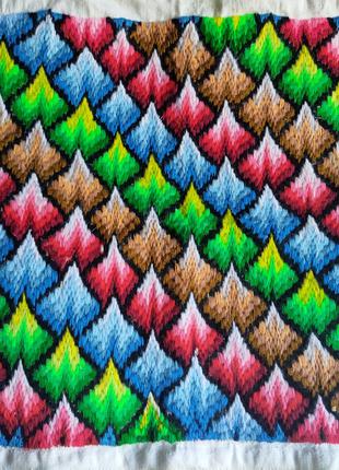 2 Разноцветная вышивка гладью (на подушку) різнобарвна вишивка