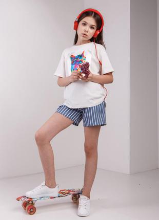 Модный костюм для девочки футболка шорты