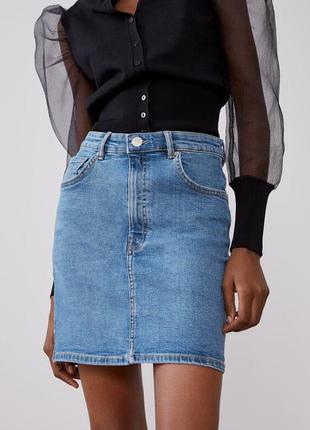 Zara джинсовая мини юбка l подойдет на м
