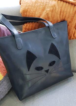 Жіноча шкіряна сумка-шопер stedley кішка
