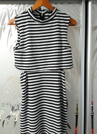 Плаття в смужку чорно біле/ сукні тільник fashion union