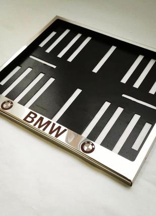 Рамка под мото номер с лазерной гравировкой BMW / БМВ