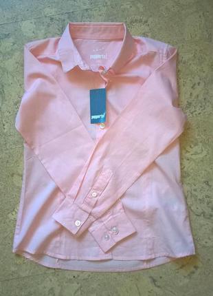 Новая рубашка в школу для девочки розового цвета pepperts 100%...