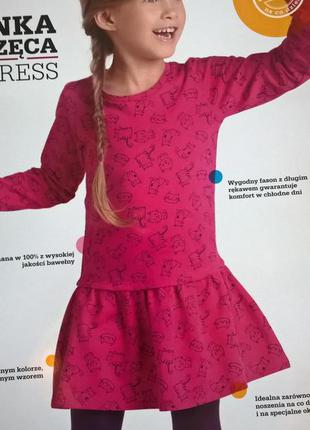 Платье  розовое с рисунком тм"bugs & hugs"